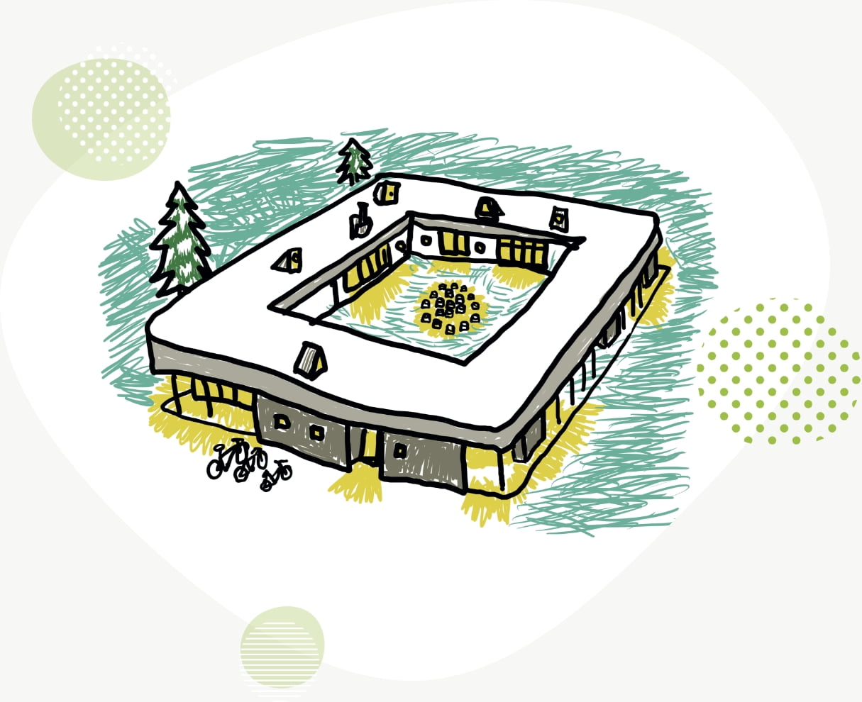 まちおこしセンター「コモレビ」のイラスト